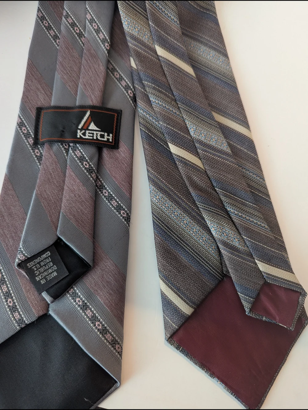 Kids Clip-On Striped Tie Set - Gray and Purple